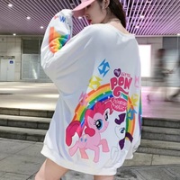 Cute Rainbow Colorful Pony Cartoon Print Oversized Sweatshirt Long Sleeve Shirt Pullover Aesthetic Casual E-Girl Kawaii Korean Japanese Harajuku - Thumbnail 6