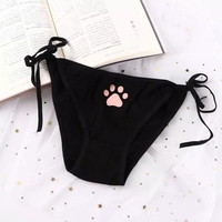 Cute Cat Claw Paw Print Anime Girl Low Waist Cotton Strap Underwear Lingerie Panties Aesthetic Casual Summer E-Girl Kawaii Korean Japanese Harajuku - Thumbnail 1