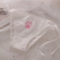 Cute Cat Claw Paw Print Anime Girl Low Waist Cotton Strap Underwear Lingerie Panties Aesthetic Casual Summer E-Girl Kawaii Korean Japanese Harajuku - Thumbnail 3
