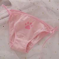 Cute Cat Claw Paw Print Anime Girl Low Waist Cotton Strap Underwear Lingerie Panties Aesthetic Casual Summer E-Girl Kawaii Korean Japanese Harajuku - Thumbnail 4
