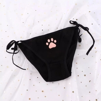 Cute Cat Claw Paw Print Anime Girl Low Waist Cotton Strap Underwear Lingerie Panties Aesthetic Casual Summer E-Girl Kawaii Korean Japanese Harajuku - Thumbnail 5