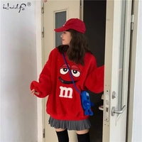 Cute Chocolate M Funny Cartoon Plush Oversize Long Sleeve Shirt Hoodie Pullover Sweatshirt Aesthetic Casual E-Girl Kawaii Korean Japanese Harajuku - Thumbnail 3
