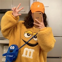 Cute Chocolate M Funny Cartoon Plush Oversize Long Sleeve Shirt Hoodie Pullover Sweatshirt Aesthetic Casual E-Girl Kawaii Korean Japanese Harajuku - Thumbnail 7