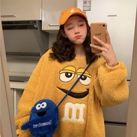 Cute Chocolate M Funny Cartoon Plush Oversize Long Sleeve Shirt Hoodie Pullover Sweatshirt Aesthetic Casual E-Girl Kawaii Korean Japanese Harajuku - Thumbnail 8