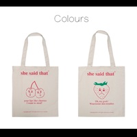 Cute Strawberry Cherry Print Canvas Tote Bag Eco Shopping Shoulder Bag Aesthetic Casual Summer E-Girl Kawaii Korean Japanese Harajuku - Thumbnail 7