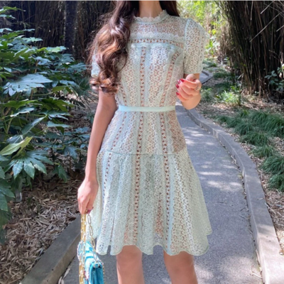 Runway party dress new self portrait light green