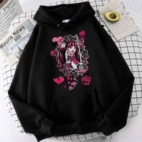 Cute Girl Monster Cartoon Print Long Sleeve Hoodie Sweater Sweatshirt Pullover Aesthetic Casual Summer E-Girl Kawaii Korean Japanese Harajuku - Thumbnail 1