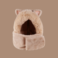 Cute Scarf Bear Cat Kitty Neko Ears Three Piece Sweet Hood Plush Thick Warm Winter Gloves Hat - Thumbnail 6