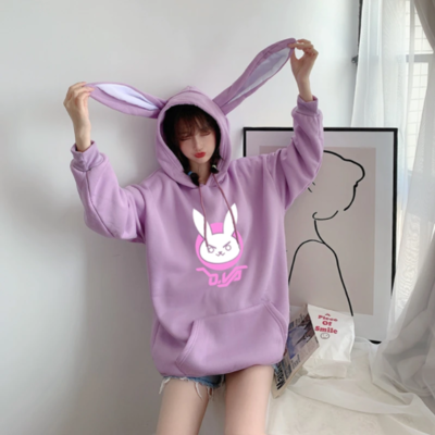 Women Hoodies Kawaii Cosplay Rabbit Ears
