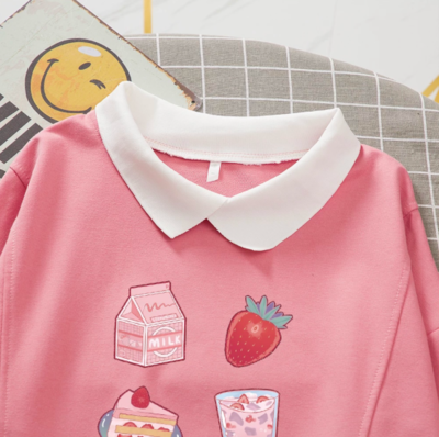 Strawberry Milk Hoodies Plus Size Women Kawaii 