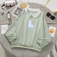  Long Sleeve Sweatshirt Blue Fashion Hoodie - Thumbnail 6