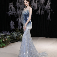 Mermaid sequins long prom dress A line evening dress - Thumbnail 3