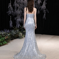 Mermaid sequins long prom dress A line evening dress - Thumbnail 4