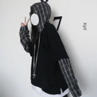  Gothic Style Hoodie Patchwork Grunge  - Thumbnail 2