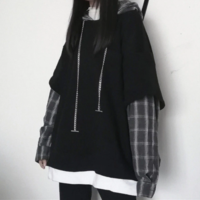 Gothic Style Hoodie Patchwork Grunge  - Thumbnail 3