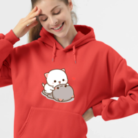 Cute Cat Cartoon Print Hoodies Women - Thumbnail 1
