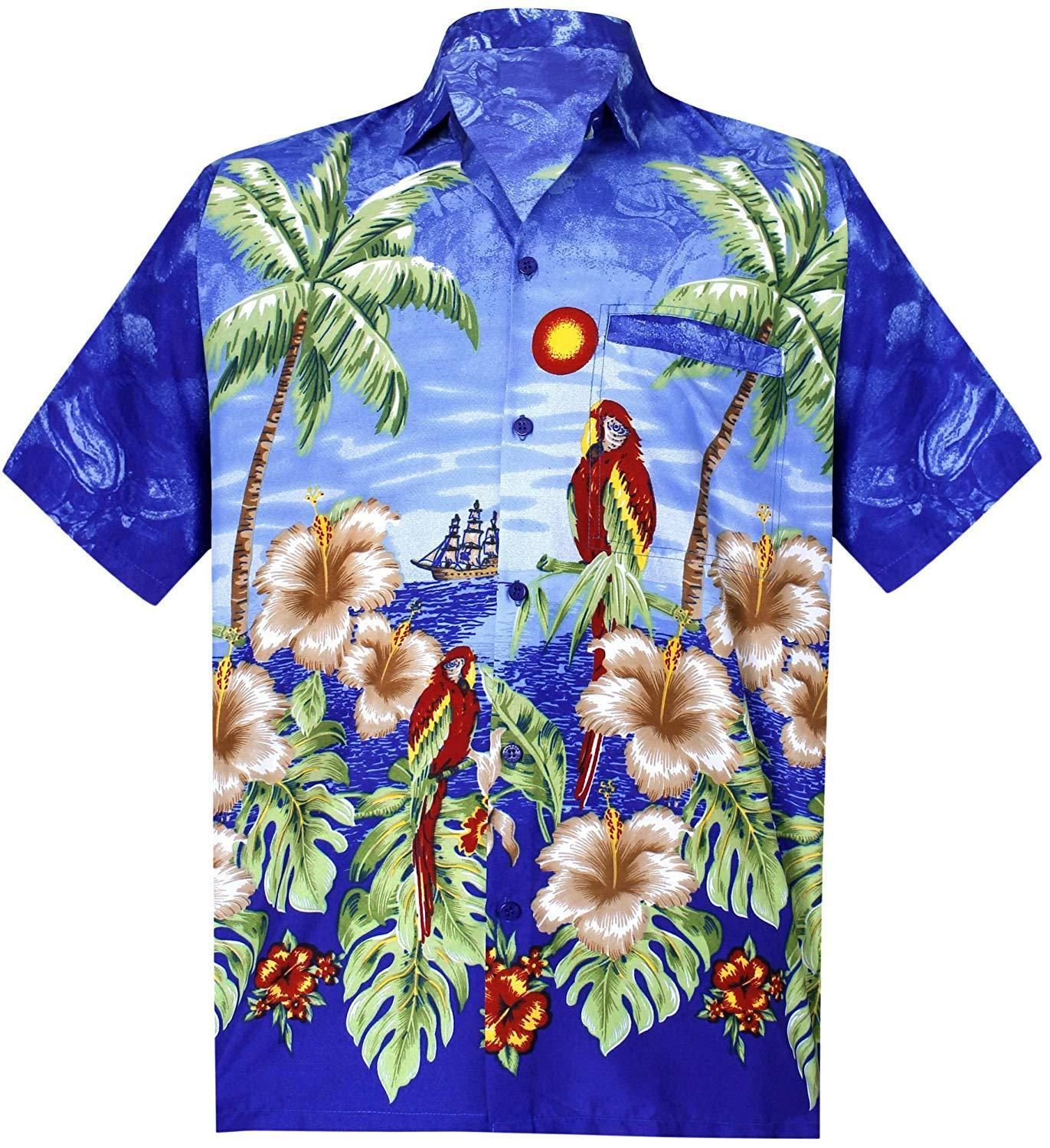 EELa Mens Short Sleeve Printed Floral Flower Casual Button Down Shirt Summer Hawaiian M EELa Mens Short Sleeve Printed Floral Flower Casual Button Down Shirt Summer Hawaiian M