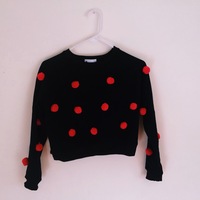 3D Pom Pom Crop Sweater - Thumbnail 1