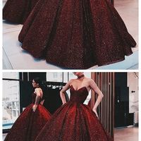 Ball Gown Wine Red Sequin Floor-Length Burgundy Quinceanera Dress Sweet 16 Dresses for Girls,1193 - Thumbnail 2