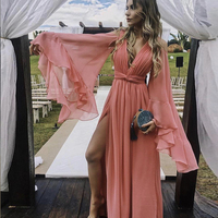 Stylish v neck chiffon long prom dress evening dress,1206 - Thumbnail 1