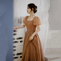 Cute tulle long prom dress A line evening gown - Thumbnail 1