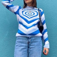Love Heart Color Block Knitted Sweater - Thumbnail 2