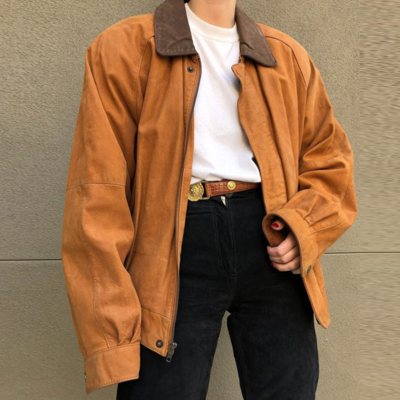 Free shipping-90s suede jacket - Thumbnail 3