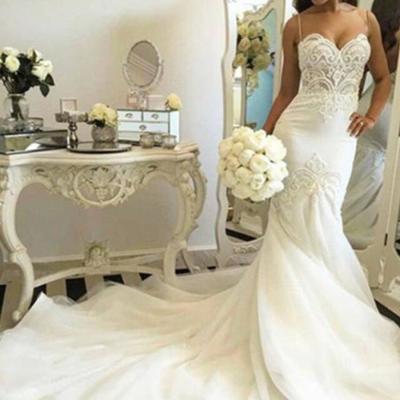 Spaghetti strap mermaid wedding gowns bridal dresses - Thumbnail 5