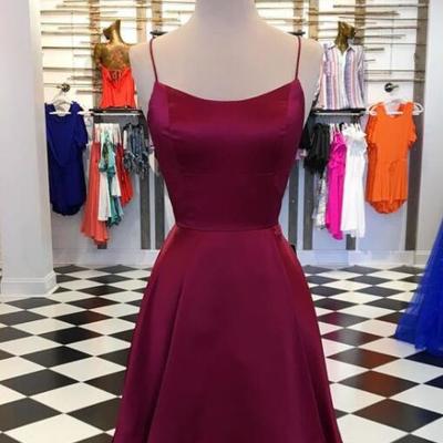 Sexy burgundy homecoming dresses,cross back prom dresses - Thumbnail 4