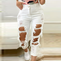 Women'S White Ripped Jeans - Thumbnail 1