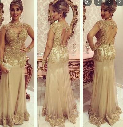 Gold Open Back Mother of the Bride Dresses