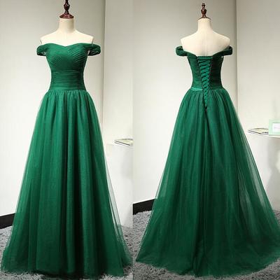 Sexy off shoulder green tulle prom dress,evening dress - Thumbnail 2