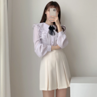 Rhinestone Bowknot Lace Tops Double Collar  - Thumbnail 5