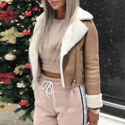  casual slim pocket zipper short outerwear