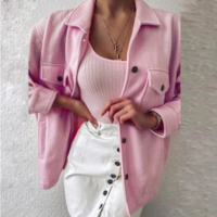  Single Breasted Turn-down Collar Wool Coat  - Thumbnail 3