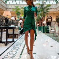Bodycon Dress Spring Turtleneck Lace-Up  - Thumbnail 2