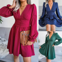 Chiffon Pleated Mid Dress Long Sleeves  - Thumbnail 7
