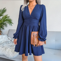 Chiffon Pleated Mid Dress Long Sleeves  - Thumbnail 6