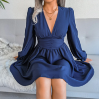 Chiffon Pleated Mid Dress Long Sleeves  - Thumbnail 4