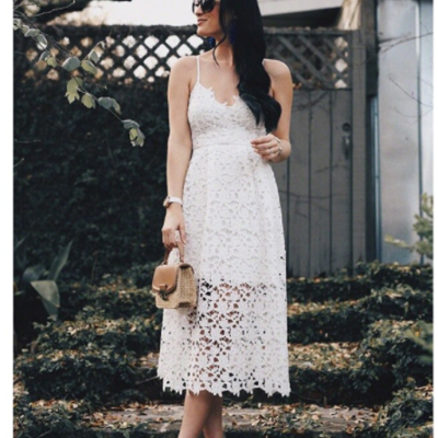White color hollow out spaghetti strap