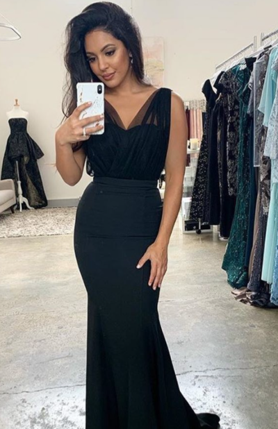 Mermaid Black Wedding Guest Dress,Fitted Evening Dress,1211