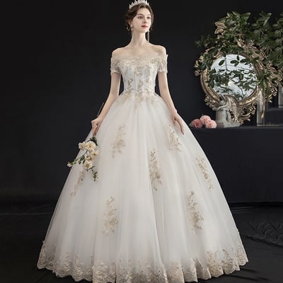 White tulle lace long ball gown dress formal dress