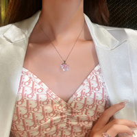 Luxury Sweet Icy Girl Pearl Diamond Heart Pendant Necklace - Thumbnail 1