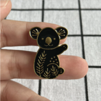 Creative Black Cute Koala Hard Enamel Badge - Thumbnail 2