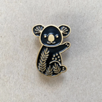 Creative Black Cute Koala Hard Enamel Badge - Thumbnail 1