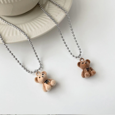 Kawaii Funny Plush Bear Pendant Necklace