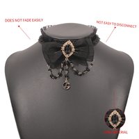 Lace Choker Gothic Statement Necklace - Thumbnail 7