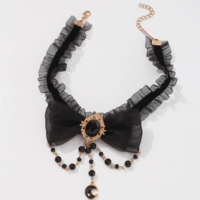 Lace Choker Gothic Statement Necklace - Thumbnail 2