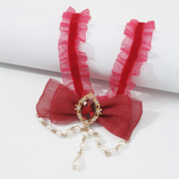 Lace Choker Gothic Statement Necklace - Thumbnail 4