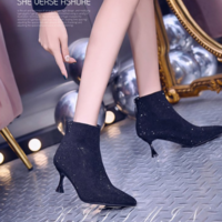  Rhinestone Ankle Boots Women's Autumn - Thumbnail 4